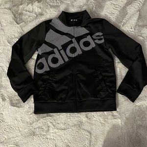 Girls black and white adidas zip up size 16